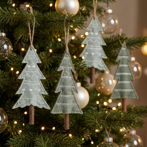 Decorazioni per l'albero di Natale in feltro, verde, 20 cm, set da 4 | Floristik24.it