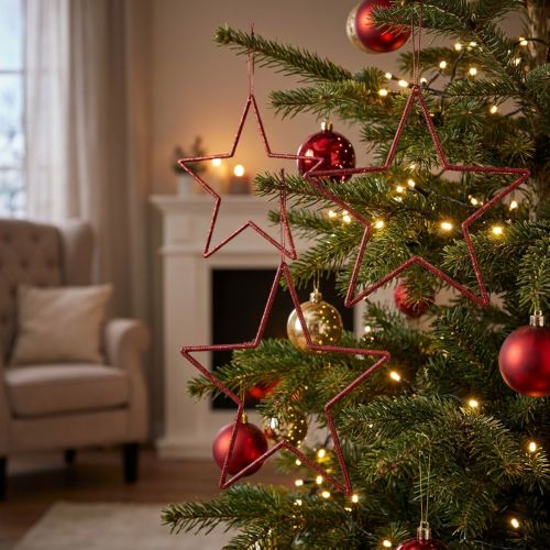 Stelle di Natale decorative, glitter rosso, 18 cm, 8 pezzi - Decorazioni per l'albero di Natale e decorazioni per finestre | Floristik24.it