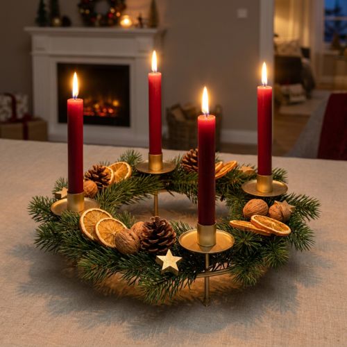 Candela ad anello portacandele portacandele oro Ø28cm H11cm 2pz | Floristik24.it