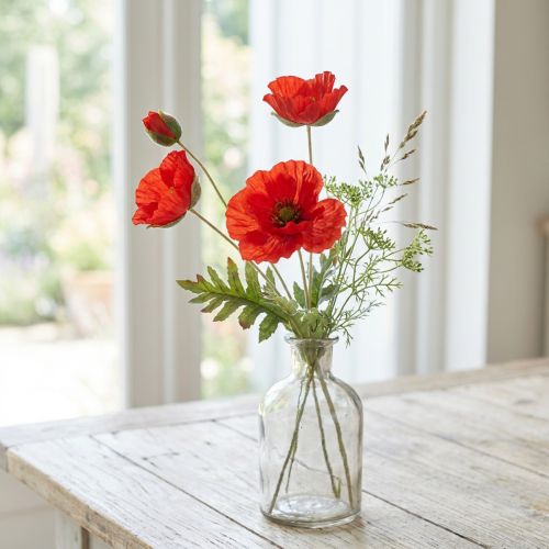 Fiore decorativo da giardino papavero con 3 fiori rossi L70 cm | Floristik24.it