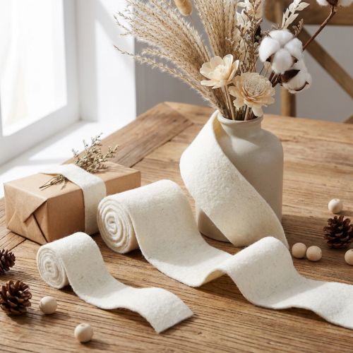 Nastro di feltro nastro di lana bianco L7cm/15cm L100/100cm set di 2 | Floristik24.it