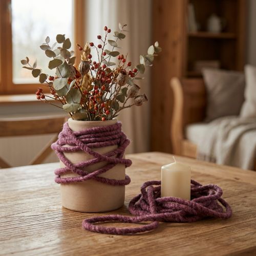 Prodotto Feltro di lana decorativo corda stoppino in feltro filo bacca L7m set 2 pezzi