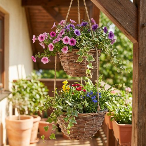 Cesto appeso cesto fiori 2 cesti legno naturale Ø20cm/26cm | Floristik24.it