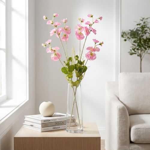 Fiori artificiali di piselli odorosi rosa su gambo lungo 74 cm 2 pezzi | Floristik24.it