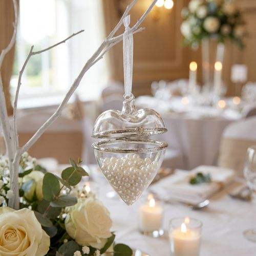 Cuore di vetro per riempire decorazioni sospese 7 cm x 10 cm trasparente 2 pezzi | Floristik24.it
