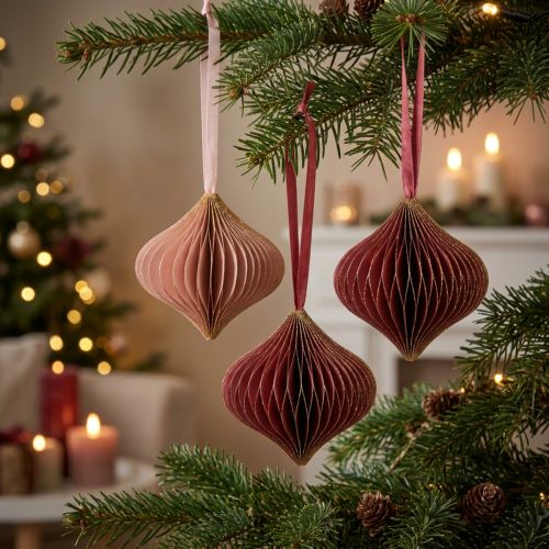 Palline in carta nido d'ape Cipolla Rosa e bordeaux Ø8cm 4 pz | Floristik24.it