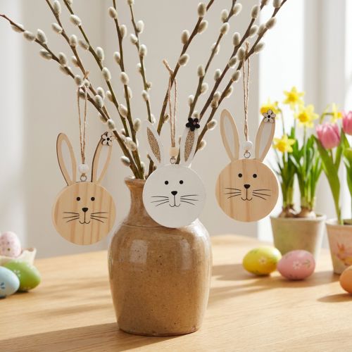 Appendiabiti decorativo testa di coniglio in legno oro bianco naturale 10,5 cm 8 pezzi | Floristik24.it
