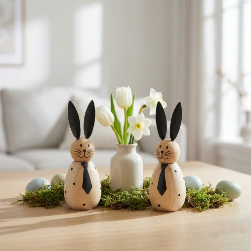 Coniglio decorativo dal design semplice per accenti primaverili nel soggiorno, 12 cm, 2 pezzi | Floristik24.it