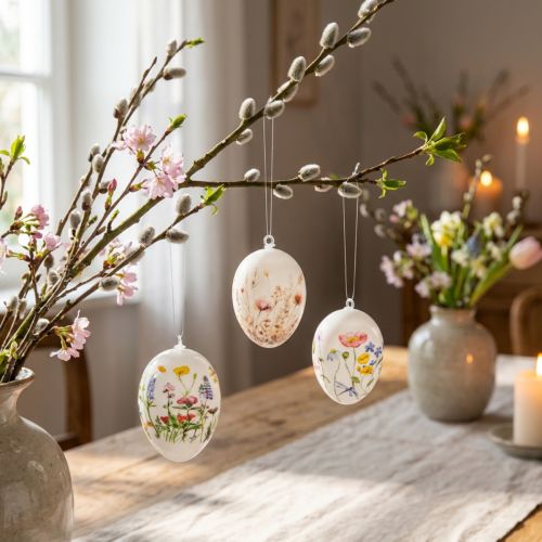 Uova di Pasqua con motivi primaverili e floreali, decorazione pasquale di alta qualità, 6 cm, 6 pezzi | Floristik24.it