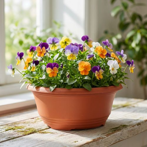 Fioriera rotonda in plastica Ø23cm H10cm terracotta 5pz | Floristik24.it
