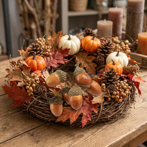 Ghiande artificiali su filo decorativo per ghirlanda autunnale 3 cm 6 pezzi | Floristik24.it