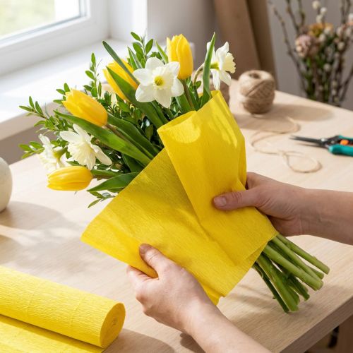 Carta Crespa Fiorista Giallo