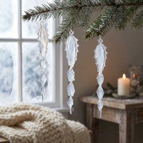 Ghiaccioli decorativi decorazione invernale da appendere bianco trasparente 23 m 4 pezzi | Floristik24.it