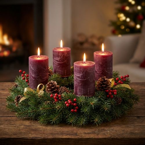 Candele in tinta unita bordeaux 60x80mm 4pz | Floristik24.it