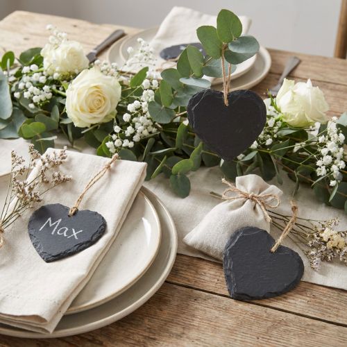 Lavagna in ardesia piccolo cuore da appendere nera 7,5 cm 6 pezzi | Floristik24.it