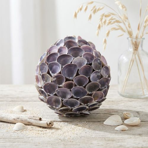 Sfera conchiglia Decorazione marittima con conchiglie Sfera deco viola Ø12cm | Floristik24.it