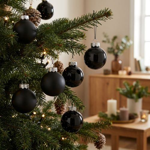 Mini palline di Natale in vetro nero lucido/opaco Ø2,5cm 22 pezzi | Floristik24.it