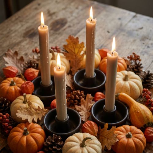 Candele stick candele marroni decorazione candele autunno Ø21/170mm 6 pz | Floristik24.it