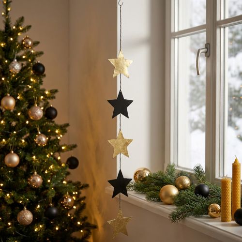 Stelle oro e nero Decorazione natalizia da appendere 78cm | Floristik24.it