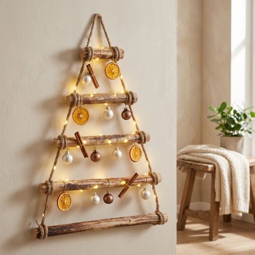 Decorazione da parete albero di Natale in legno boho decorazione fiammata 50×65cm | Floristik24.it