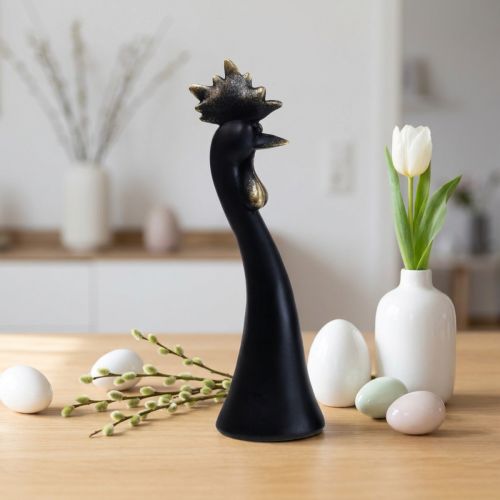 Decorazione pasquale decorazione pollo gallo nero oro Ø9cm H29cm | Floristik24.it