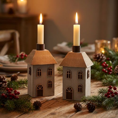 Portacandele natalizio per candele coniche, 14,5 cm, 2 pezzi | Floristik24.it