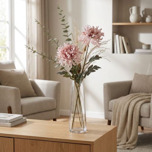 Crisantemi artificiali rosa malva Ø13cm L72cm 2 pezzi | Floristik24.it