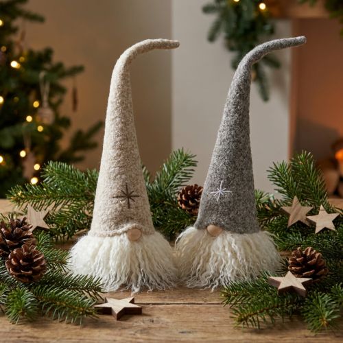 Prodotto Cappello da gnomo decorativo in feltro decorazione da tavolo marrone beige H28 cm 2 pezzi