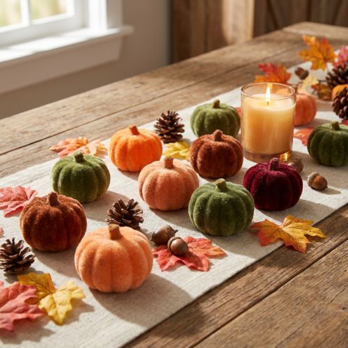 Mini decorazione di zucca floccata 6 colori Ø4cm 24 pezzi | Floristik24.it