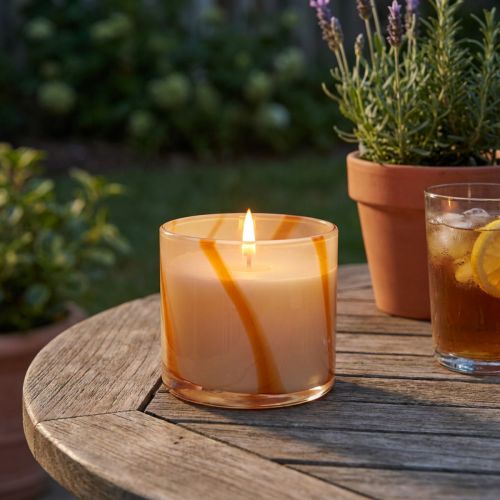Candela profumata in vetro Candela alla citronella design retrò Ø8cm H8cm | Floristik24.it