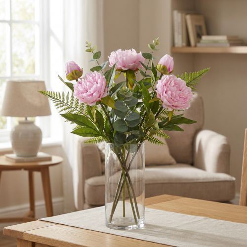 Fiori artificiali di peonia rosa con gambo lungo 70 cm 3 pezzi | Floristik24.it