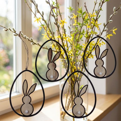 Decorazione coniglietto pasquale da appendere Decorazione pasquale in legno 13 cm 4 pezzi | Floristik24.it