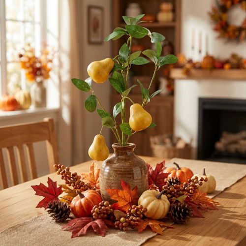 Ramo di pero decorativo artificiale, giallo, 75 cm, ramo di frutta, decorazione floreale artificiale | Floristik24.it