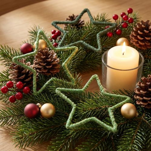 Stelle di iuta per decorazioni natalizie stelle di Natale verdi 15 cm 8 pz | Floristik24.it