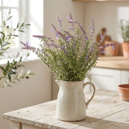 Prodotto Erbe artificiali di lavanda su uno stelo con 7 rami 40cm 3pz