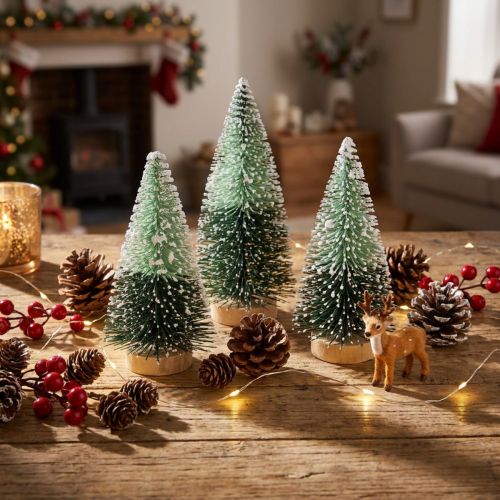 Mini albero di Natale artificiale con neve Ø5cm H10cm 6 pezzi | Floristik24.it