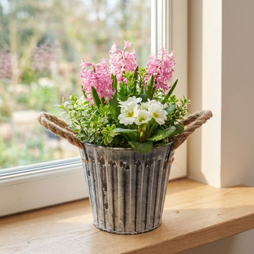 Vaso per piante con manici, fioriera in metallo, vaso decorativo per piante Ø14,5 cm | Floristik24.it