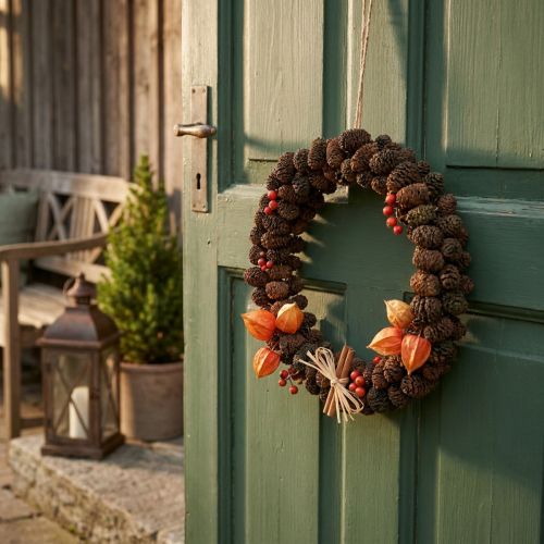 Ghirlanda di coni cono di ontano ghirlanda decorativa per appendere la natura Ø25cm | Floristik24.it