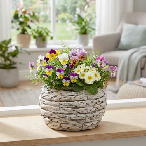 Prodotto Cesto porta piante in vaso bianco rustico Ø17cm H11cm decorazione
