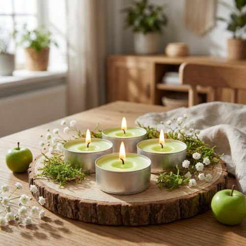 Prodotto Candele profumate alla mela, profumo di tea light, candela profumata per ambienti Ø3,5cm H1,5cm 18 pezzi