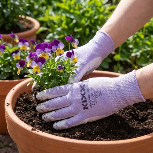 Guanti da giardino Kixx bianchi, lilla taglia 8 | Floristik24.it