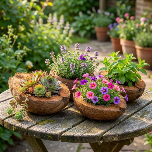 Fioriera in cocco, naturale, 20 cm, 5 pezzi | Floristik24.it