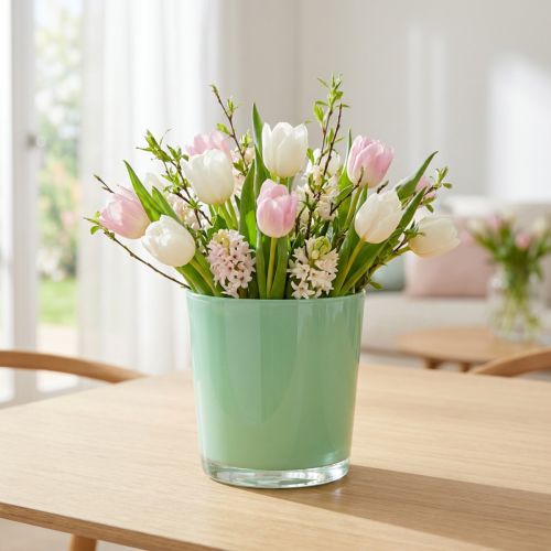 Vaso in vetro Ø11.5cm H10,8cm verde menta | Floristik24.it