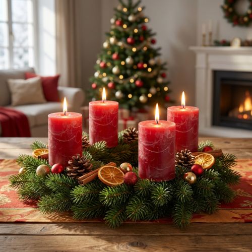 Candele colorate rosse 60x80mm 4 pezzi | Floristik24.it