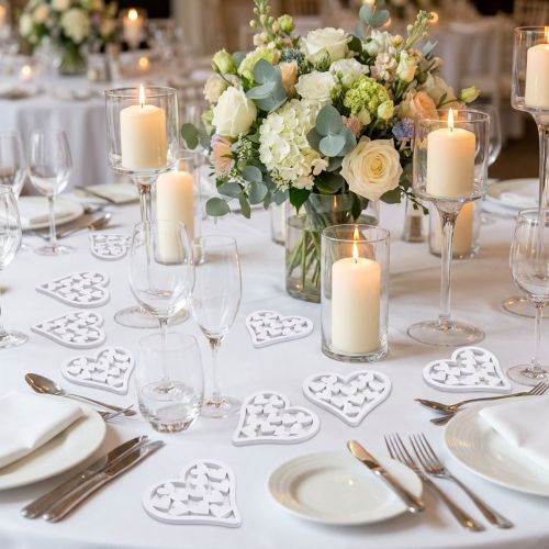 Decorazione a dispersione cuore bianco 5 cm 40 pz | Floristik24.it
