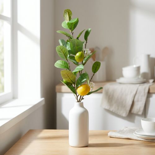 Ramo decorativo di limone, fiori, frutta, piante mediterranee artificiali, H68cm | Floristik24.it