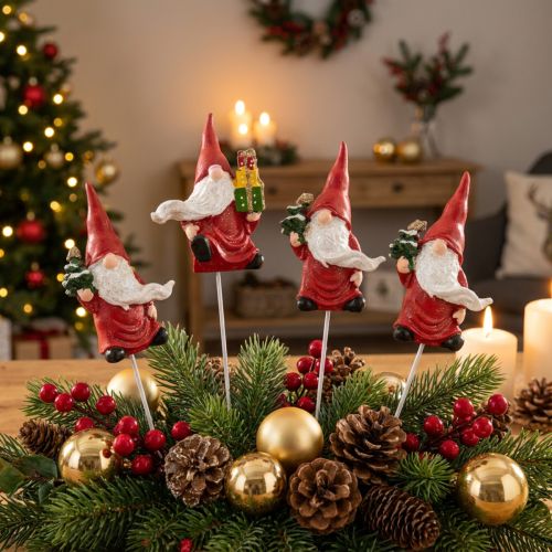 Gnomo natalizio con spina decorativa Babbo Natale 7 cm 4 pz | Floristik24.it