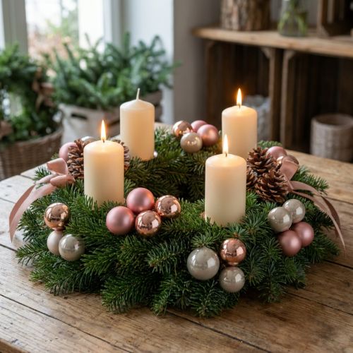 Mini palline di Natale in vetro rosa grigio filo Ø40mm 32 pz | Floristik24.it