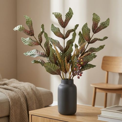 Ramo decorativo per piante artificiali verde rosso marrone schiuma H68cm | Floristik24.it