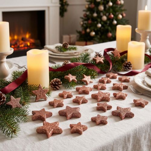 Decorazioni sparse Stelle di Natale Stelle sparse rosa Ø4/5cm 40 pz | Floristik24.it